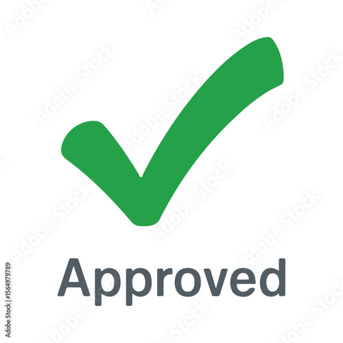Green check mark and approved text correct