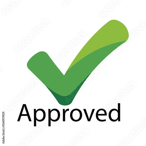 Green check mark and approved text vector