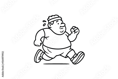 Hand drawn illustrations plus size individuals engaged in sport or fitness activities