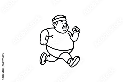 Hand drawn illustrations plus size individuals engaged in sport or fitness activities