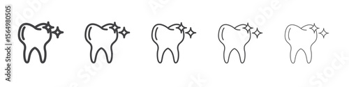tooth cleaning icon Line graphics illustration symbol
