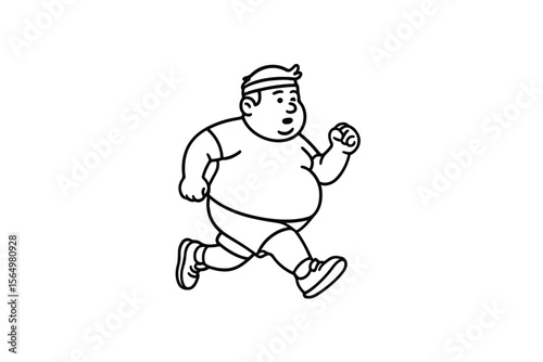 Hand drawn illustrations plus size individuals engaged in sport or fitness activities