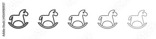 Toy horse rocking chair icon Line graphics illustration symbol