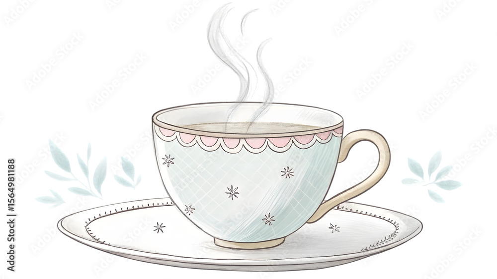 Fototapeta premium Minimalistic tea cup, isolated on white background.