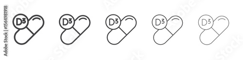 Vitamin D3 icon Line graphics illustration symbol