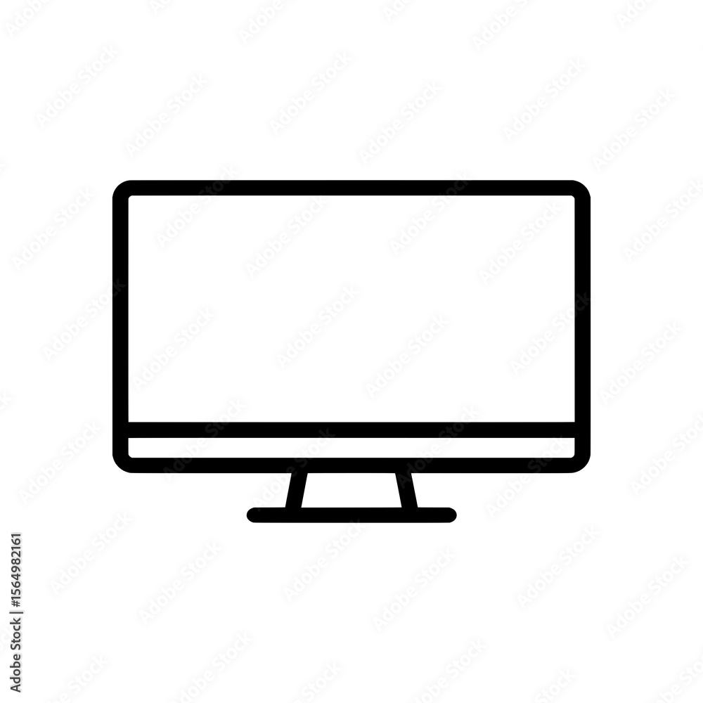 Realistic Computer Monitor Illustration Black Screen with Silver Stand and Blank Display Isolated on White Realistic Computer Monitor Illustration Black Screen with Silver Stand and Blank Display Isolated on White