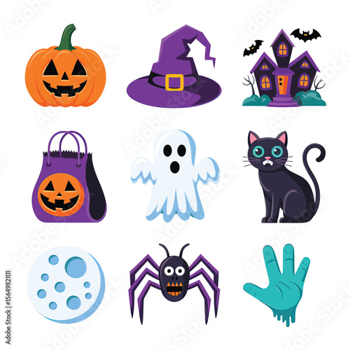 2d vector illustration Halloween t shirt icon design items ghost character Candles in carved pumpkin
