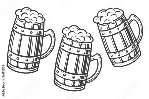 Three Vintage Style Beer Steins