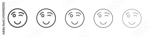 Winking eye icon Line graphics illustration symbol