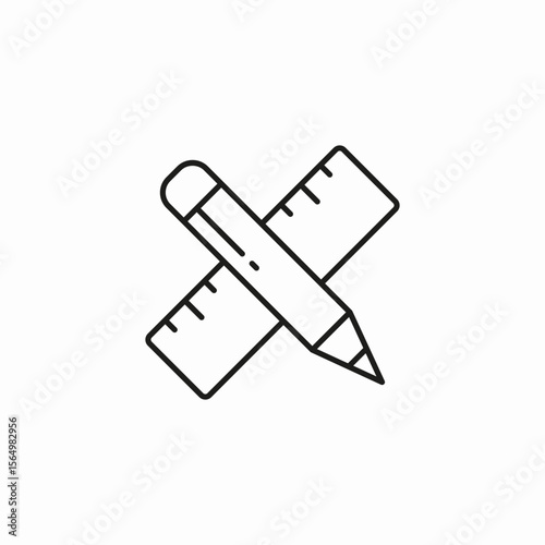 pencil ruler drawing icon sign vector
