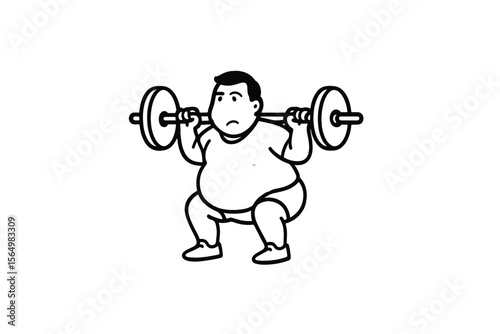 Hand drawn illustrations plus size individuals engaged in sport or fitness activities