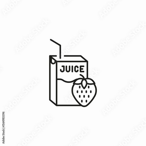 strawberry juice box icon sign vector