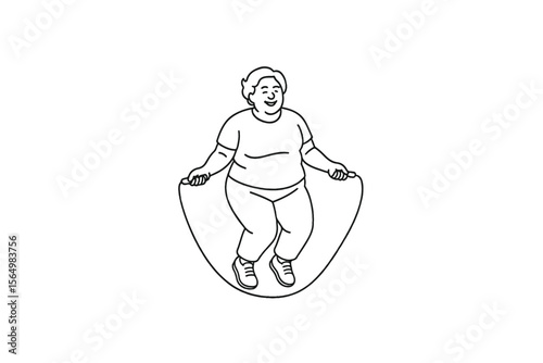 Hand drawn illustrations plus size individuals engaged in sport or fitness activities