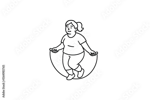 Hand drawn illustrations plus size individuals engaged in sport or fitness activities