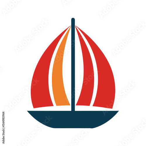 retro vintage vertical striped sailboat vector icon