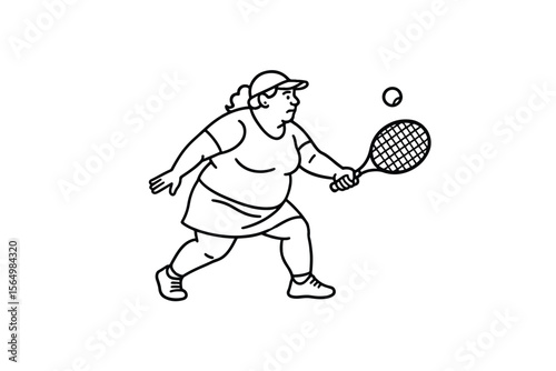 Hand drawn illustrations plus size individuals engaged in sport or fitness activities