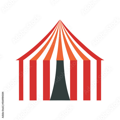 retro vintage vertical striped tent vector icon simple