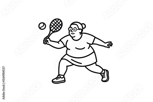 Hand drawn illustrations plus size individuals engaged in sport or fitness activities