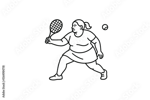 Hand drawn illustrations plus size individuals engaged in sport or fitness activities
