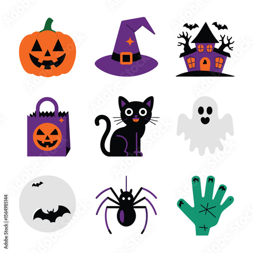 2d vector illustration Halloween t shirt icon design items ghost character Candles in carved pumpkin
