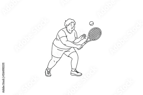 Hand drawn illustrations plus size individuals engaged in sport or fitness activities
