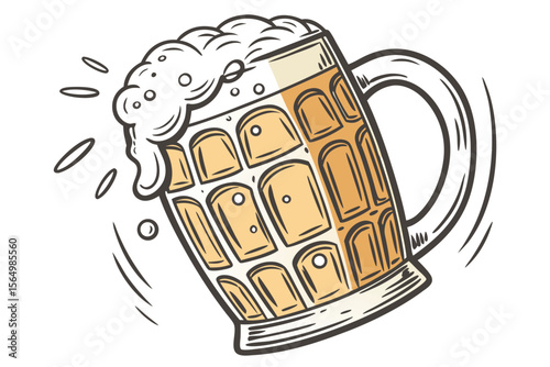 Stylized Beer Mug with Foamy Head