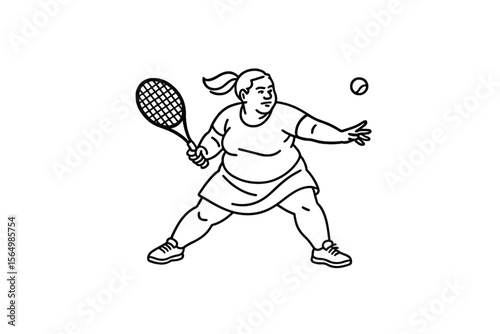 Hand drawn illustrations plus size individuals engaged in sport or fitness activities