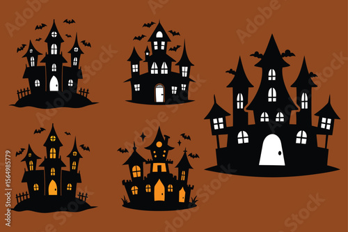 Spooky haunted house illustration with a dark mysterious atmosphere for halloween
