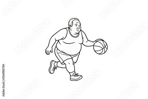 Hand drawn illustrations plus size individuals engaged in sport or fitness activities
