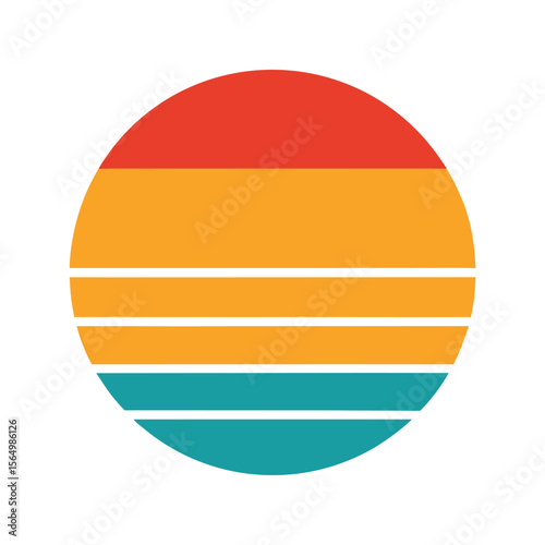 Free Download round sunset background with classic retro stripe pattern - GFXLoad