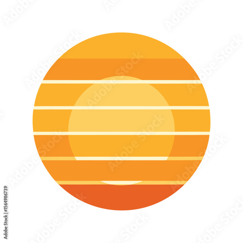 rounded retro sun with broad soft tone layers vector
