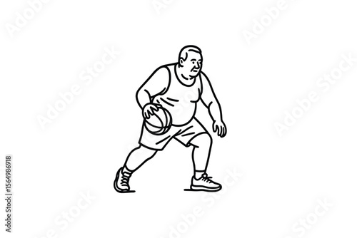 Hand drawn illustrations plus size individuals engaged in sport or fitness activities