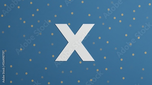 Stylized white letter 'X' on a blue background adorned with golden dots, creating a modern design aesthetic.
