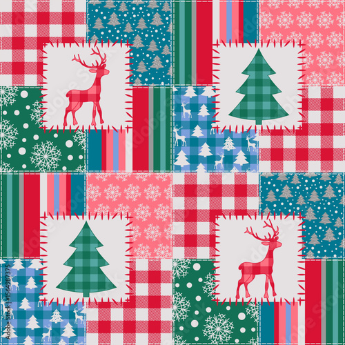 Christmas Patchwork Style Seamless Pattern