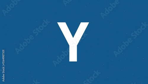 A large white letter 'Y' displayed against a deep blue background, creating a visually striking contrast.