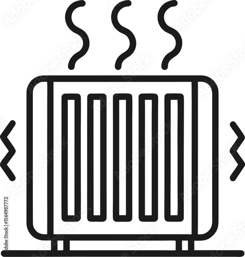 Radiator Heating Icon with Steam