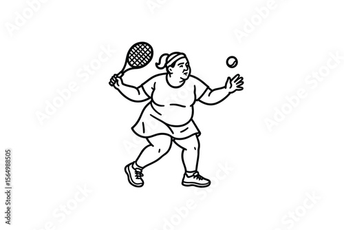 Hand drawn illustrations plus size individuals engaged in sport or fitness activities