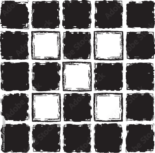 Wallpaper Mural Black and white distressed square frames arranged in a grid pattern squares Torontodigital.ca