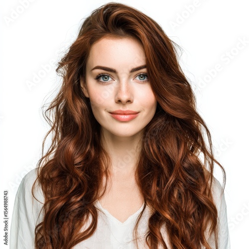 Stunning redhead woman portrait.  Perfect for beauty, fashion, and haircare. Ideal for websites, magazines, and social media.