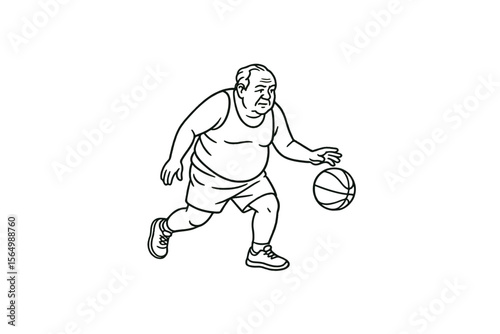 Hand drawn illustrations plus size individuals engaged in sport or fitness activities