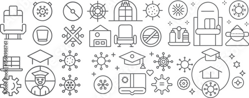 Vector Icons for COVID-19 Safety, Education, and Workplace Measures