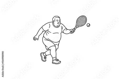 Hand drawn illustrations plus size individuals engaged in sport or fitness activities