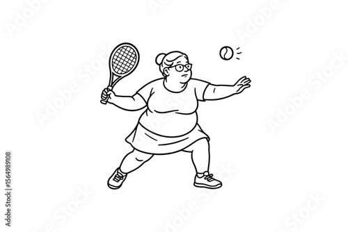 Hand drawn illustrations plus size individuals engaged in sport or fitness activities