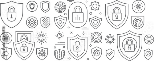 Comprehensive Security Icons Collection for Digital Protection and Cybersecurity