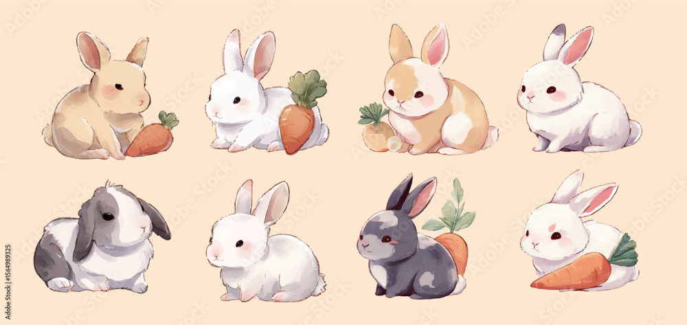 Obraz premium set of cute rabbit