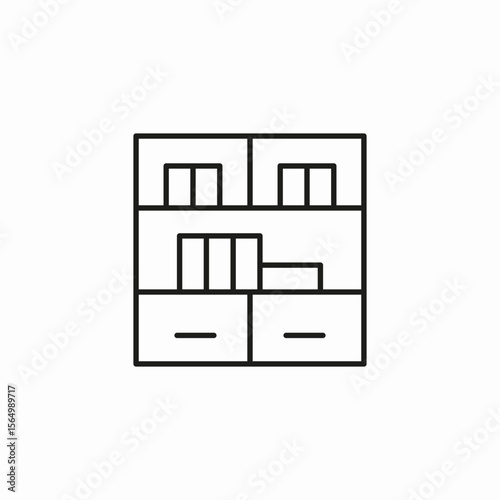 bookshelf storage drawers icon sign vector