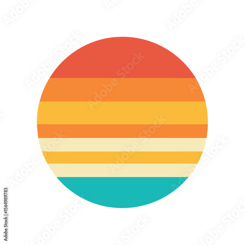 soft gradient retro sunset circle with color bands