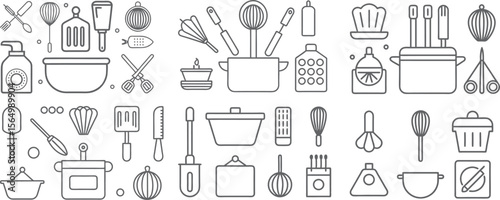 Comprehensive Collection of Kitchen Utensils and Cooking Tools Icon Set