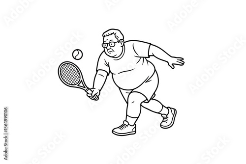 Hand drawn illustrations plus size individuals engaged in sport or fitness activities