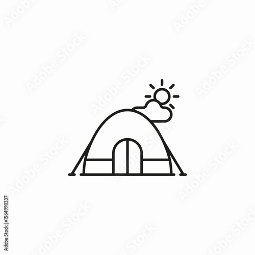 dome tent sunny icon sign vector